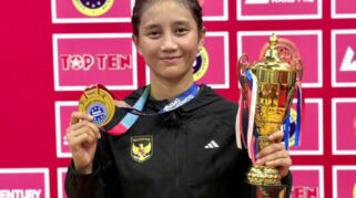Bripda Aprilia Eka Putri Lumbantungkup, Berhasil Meraih Medali Emas Pada Uzbekistan Kickboxing World Cup 2025. (Dok. Tbn/Polri)
