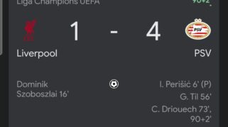 Hasil Pertandingan Liverpool Vs Psv 1-4