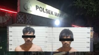 Unit Resmob Polsek Makassar Polrestabes Makassar Menangkap Dua Orang Yang Diduga Terlibat Kasus Pencurian Di Kawasan Jalan Sungai Saddang Baru, Makassar.
